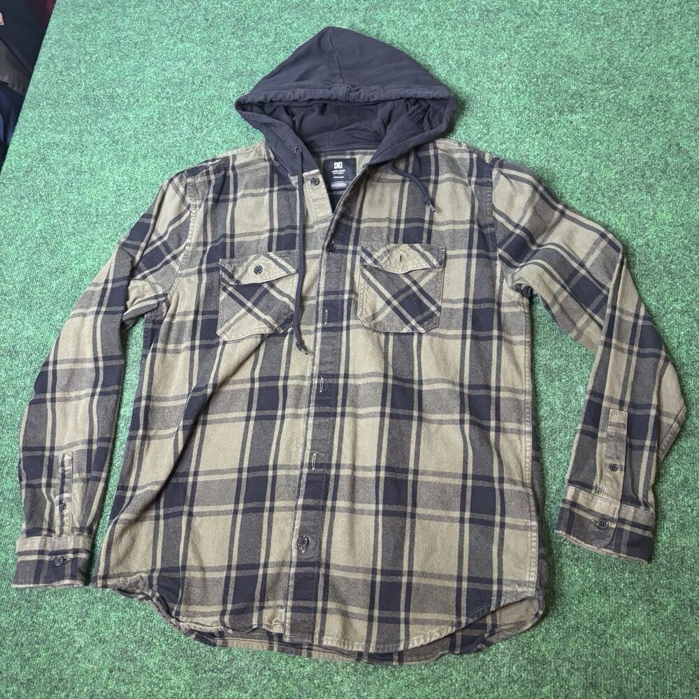 DC Shoes Hooded Plaid Flannel Shirt Jacket Shacket Men’s Large L